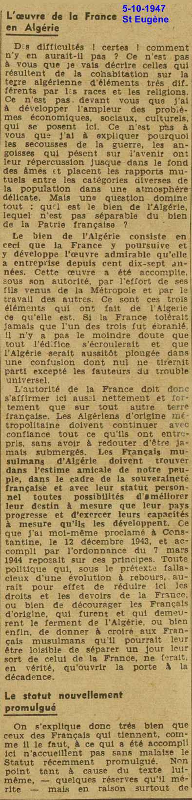 De Gaulle : Discours du 12 octobre 1947