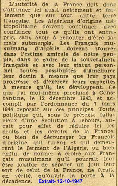 De Gaulle : Discours du 12 octobre 1947