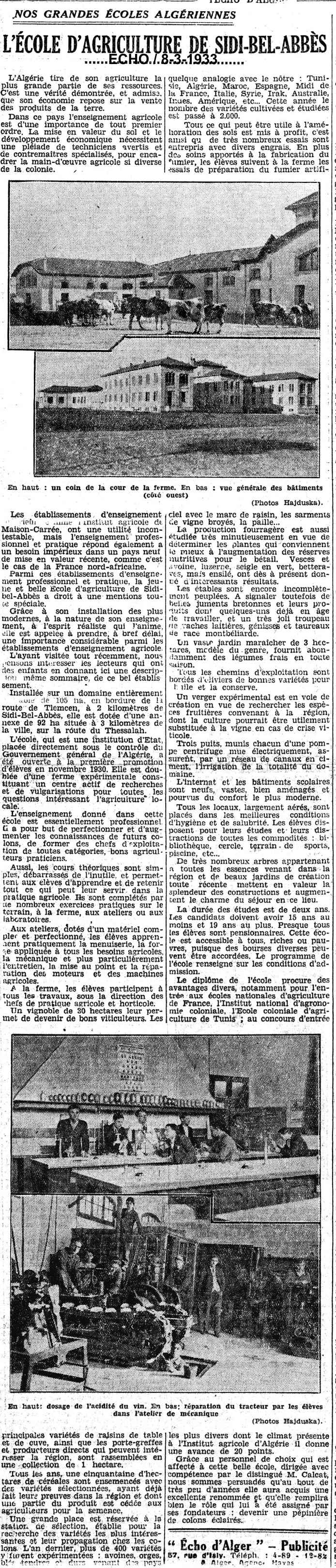 Extrait de l'Echo d'Alger du 19-4-1932 - Transmis par Francis Rambert