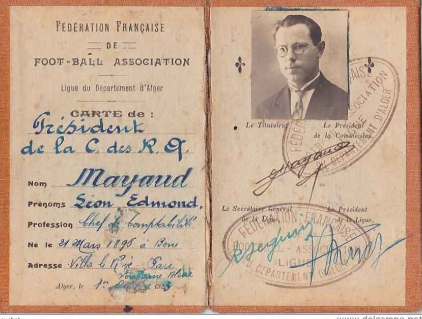 F.F.F.A : carte d'un président - 1923/1924