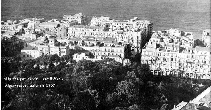 Cette vue générale prise du haut du jardin Marengo, donne une idée du riant aspect du quartier Nelson. Au-dessous : Le médaillon de Nelson 