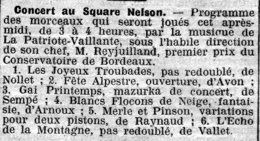 L'inauguration du square Nelson - 1912