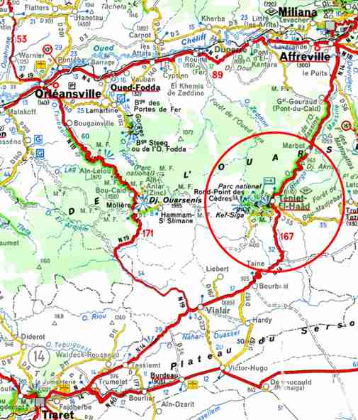 Teniet - el - Haad (plan Michelin, n°172, pli 5)