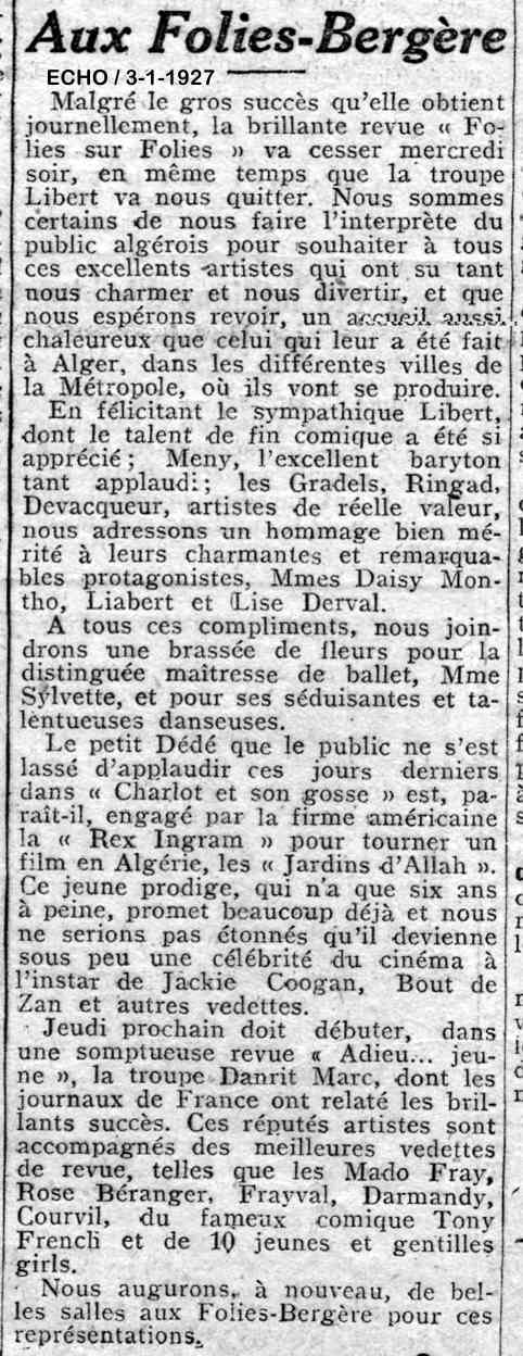 3-1-1927 : la brillante revue va cesser