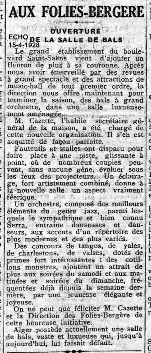 15-4-1928 : Bals à grand orchestre