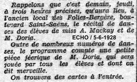 5-6-1928 : récital de danse de miss A.Mackay