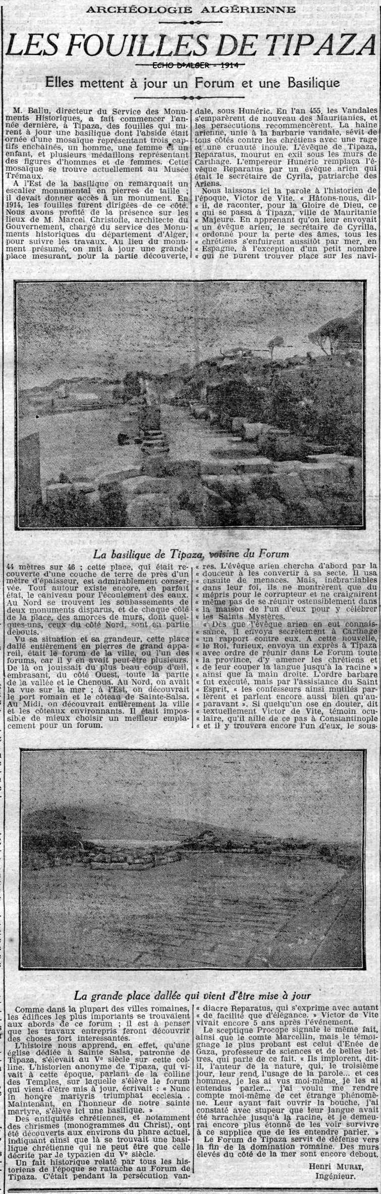 Les fouilles de Tipaza - 17-5-1914