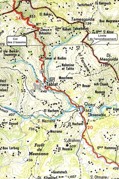 La route unique desservant Tablat