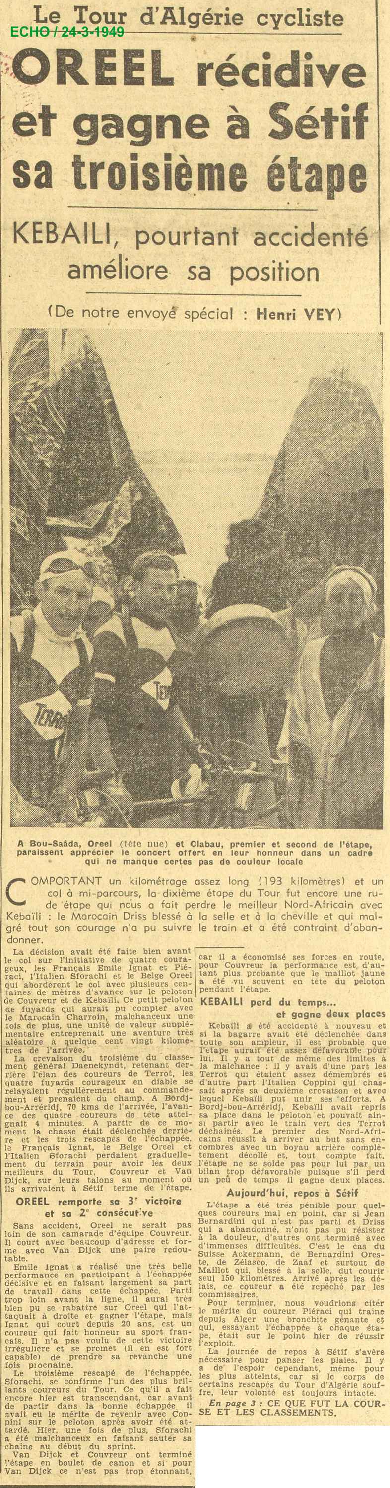 OREEL récidive et gagne à Sétif sa troisième étape