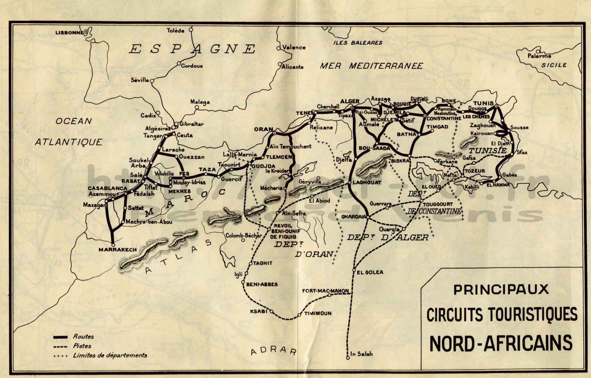 Les circuits touristiques en Algérie - 1937