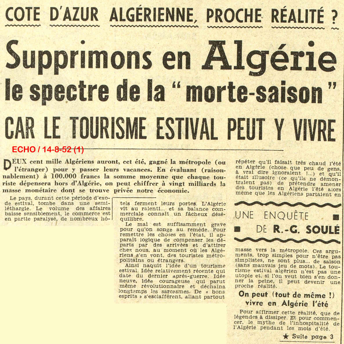 CÔTE D'AZUR ALGÉRIENNE, PROCHE RÉALITÉ ?