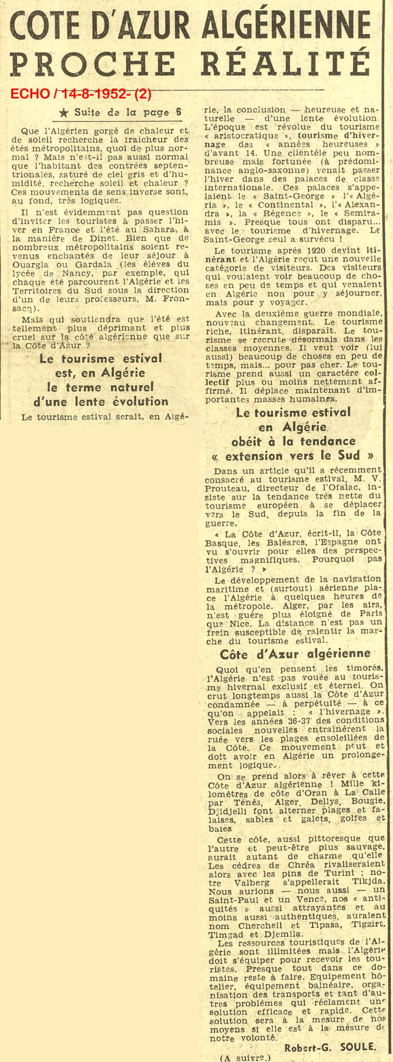 CÔTE D'AZUR ALGÉRIENNE, PROCHE RÉALITÉ ?