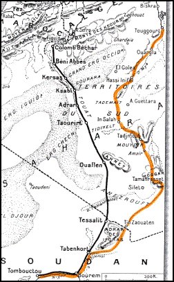 La carte indique les itinéraires suivis par les Citroën en 1923 et 1924. 