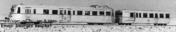 Autorail Brissonneau&Lotz mis en service en 1946. Il est suivi d'une remorque Verney.