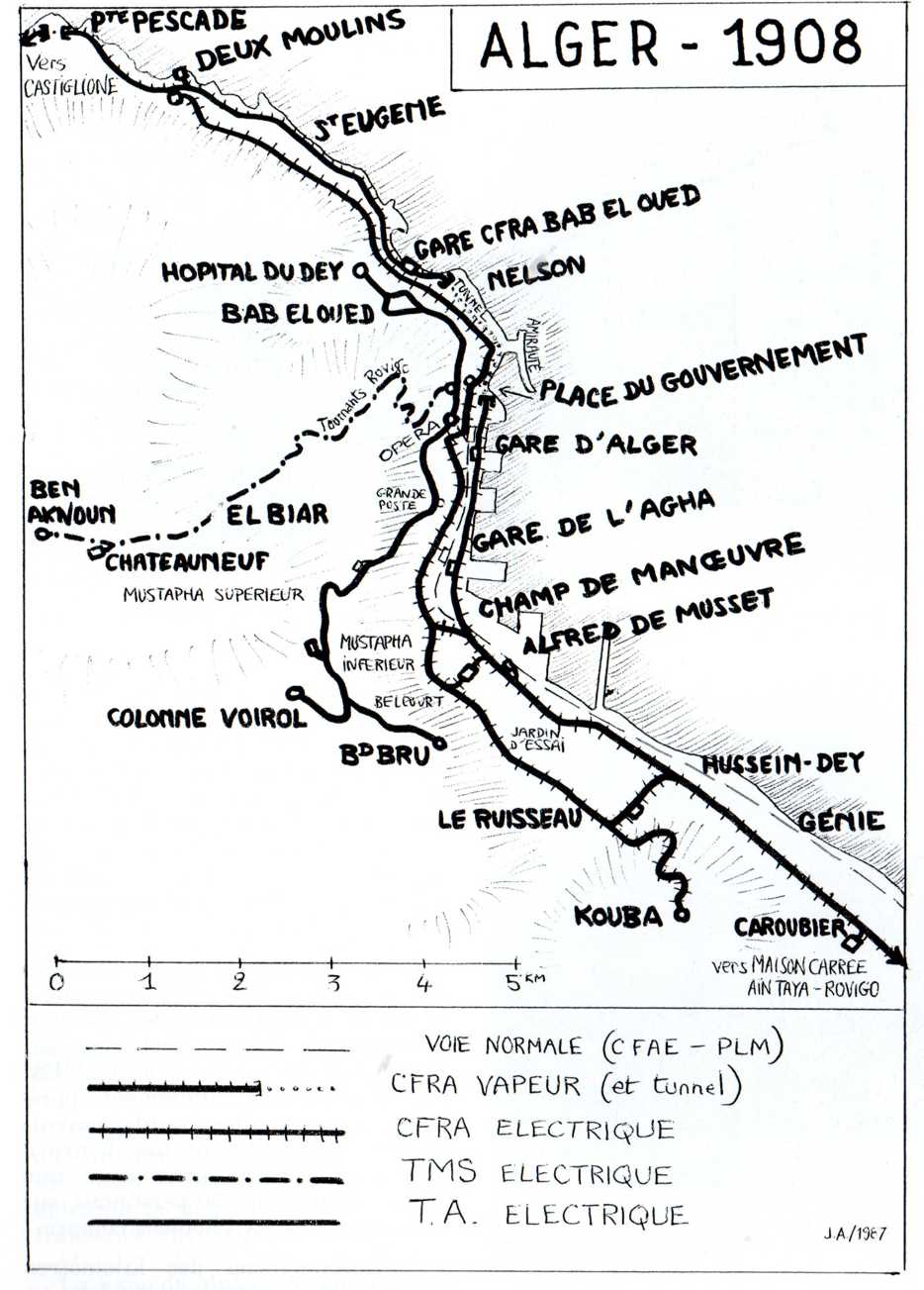 Carte du réseau en 1908