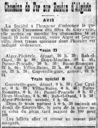 (Écho d'Alger du 11 août 1921) 