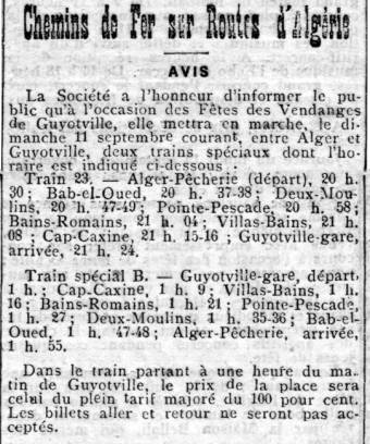 (Écho d'Alger du 11 septembre 1921) 