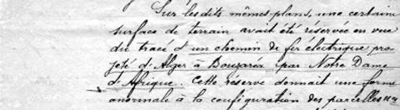 Extraits de l'acte de rétrocession à M. Croisé des terrains réservés en vue du tracé du chemin de fer électrique 