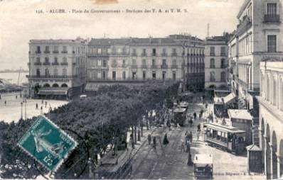 ALGER – Place du Gouvernement – Station des T. A. et T. M. S.