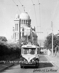 Alger 1959, trolleybus Vetra CS 35 de 1935, ligne H, Notre-Dame d'Afrique. 