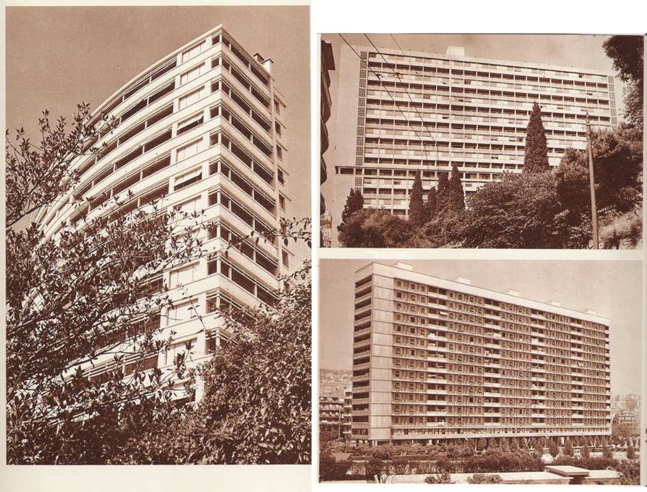 A gauche, le "Lafayette" - à droite, en haut, l'un des immeubles du groupe "aéro-habitat" - dessous, groupe H.L.M. dans le parc Charles Brunel.