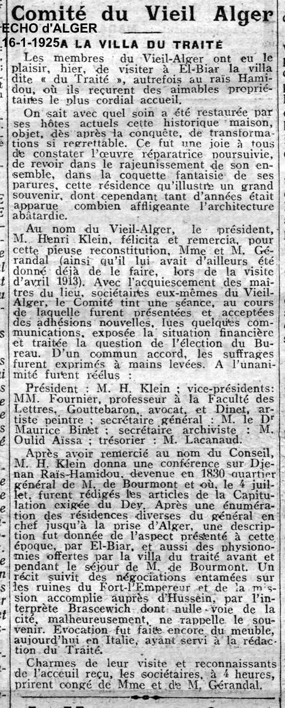 Villa mauresque où fut signée la capitulation d'Alger (5 juillet 1830)