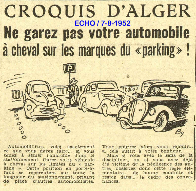 Ne garez pas votre automobile à cheval sur les marques du «parking» !