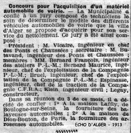 Concours pour l'acquisition d'un matériel automobile de voirie