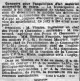 Concours pour l'acquisition d'un matériel automobile de voirie