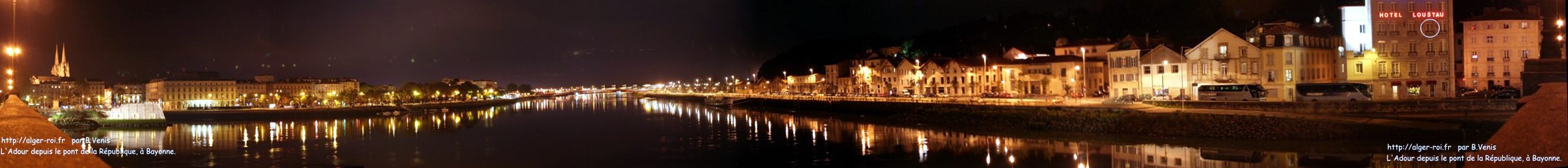 Les quais de l'Adour, marée montante, vue prise du pont de la République, à Bayonne.