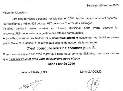 Départ de deux conseillers municipaux