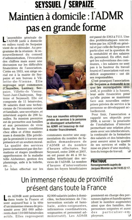 Aide à Domicile, ADMR