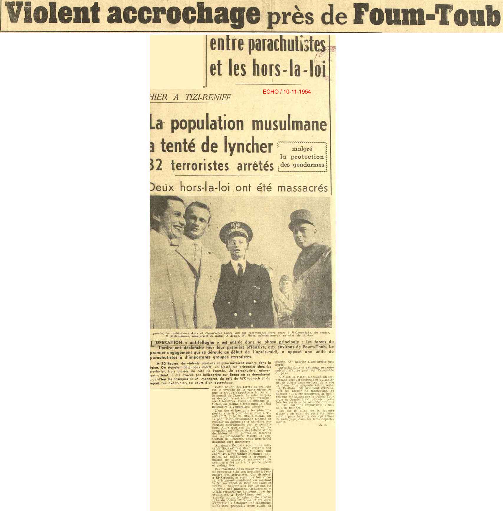 UN VIOLENT ACCROCHAGE a eu lieu hier près de Foum-Toub