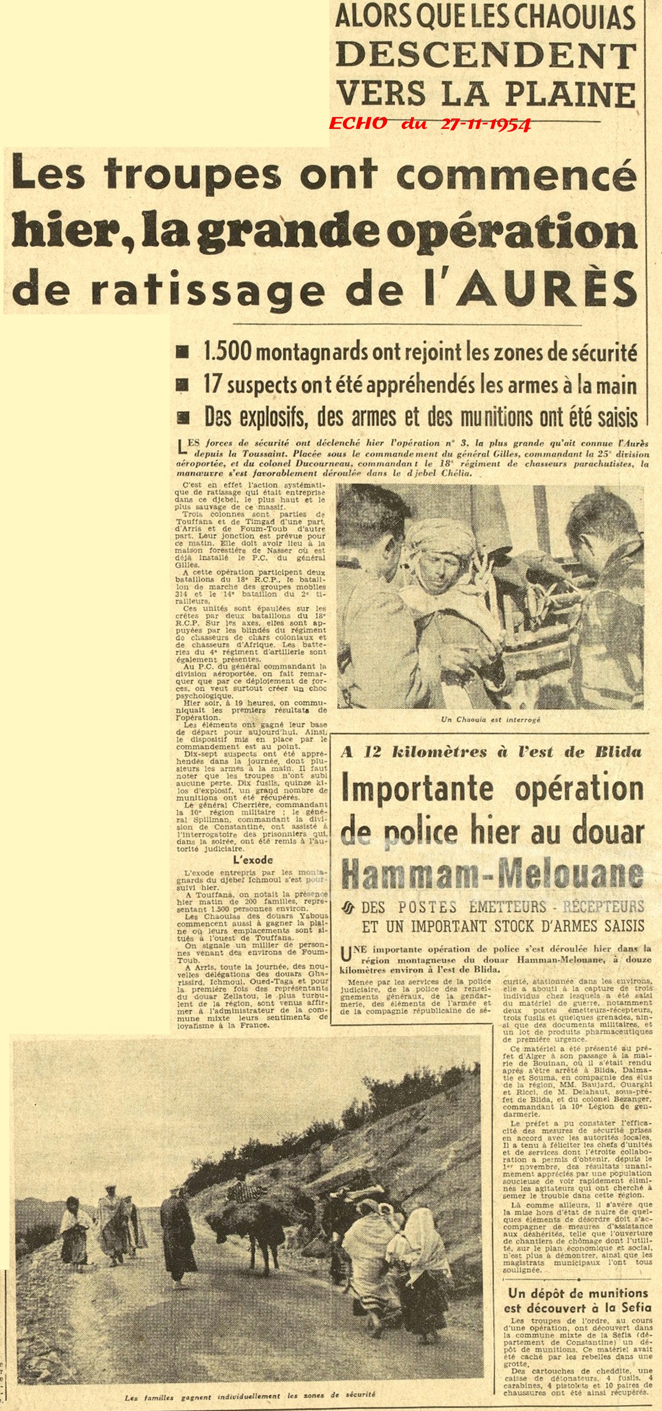 ALORS QUE LES CHAOUIAS DESCENDENT VERS LA PLAINE