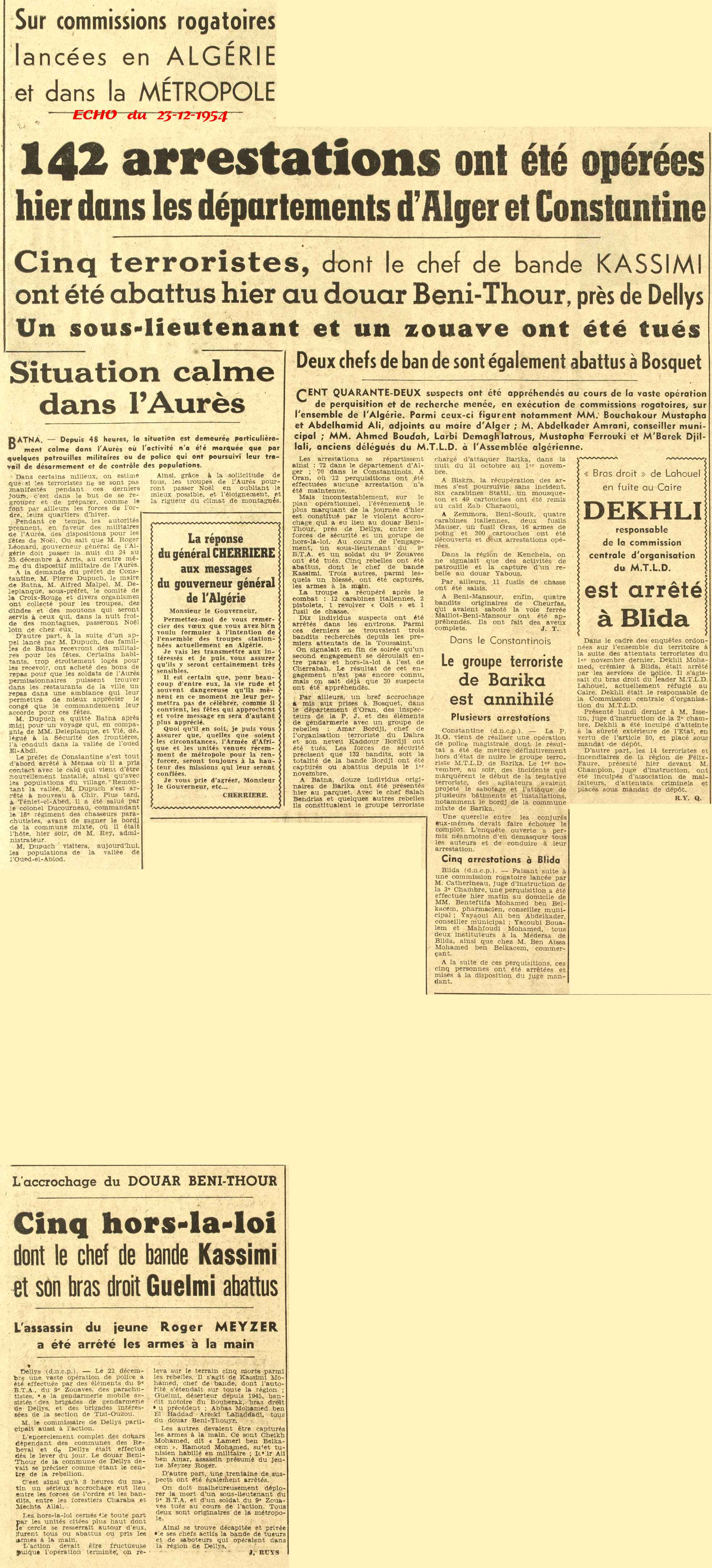 Sur commissions rogatoires lanc&eacute;es en ALG&Eacute;RIE et dans la M&Eacute;TROPOLE