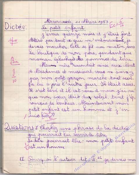 cahier, dictée