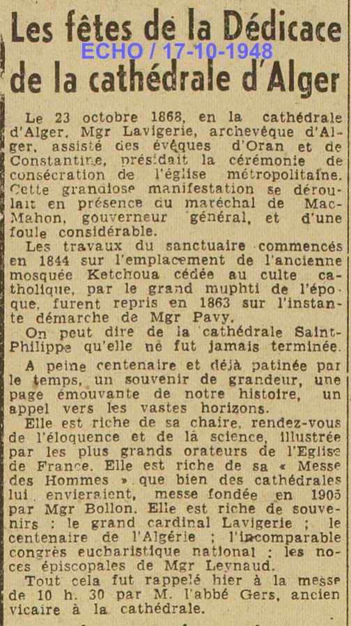 Les fêtes de la dédicace de la cathédrale 