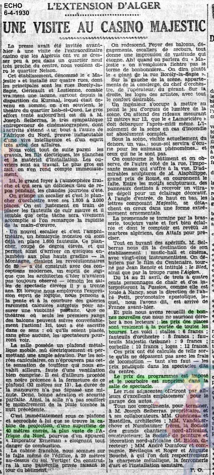 Une visite au "Majestic"