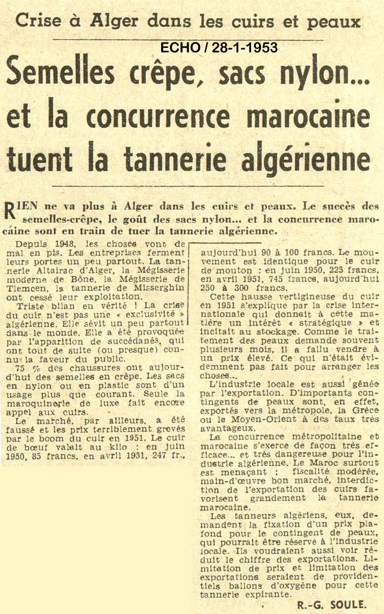 Crise à Alger dans les cuirs et peaux