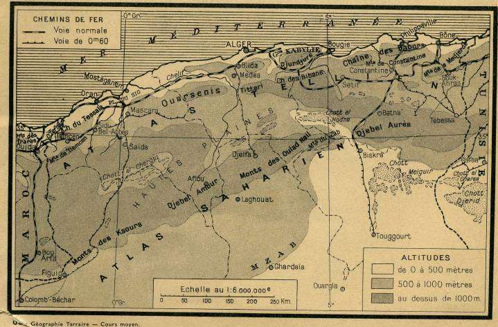 carte relief de l'algerie