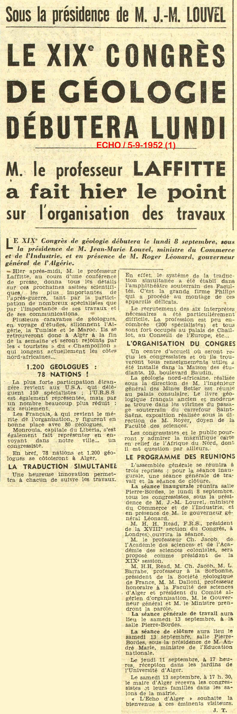 Sous la présidence de M. J.-M. LOUVEL