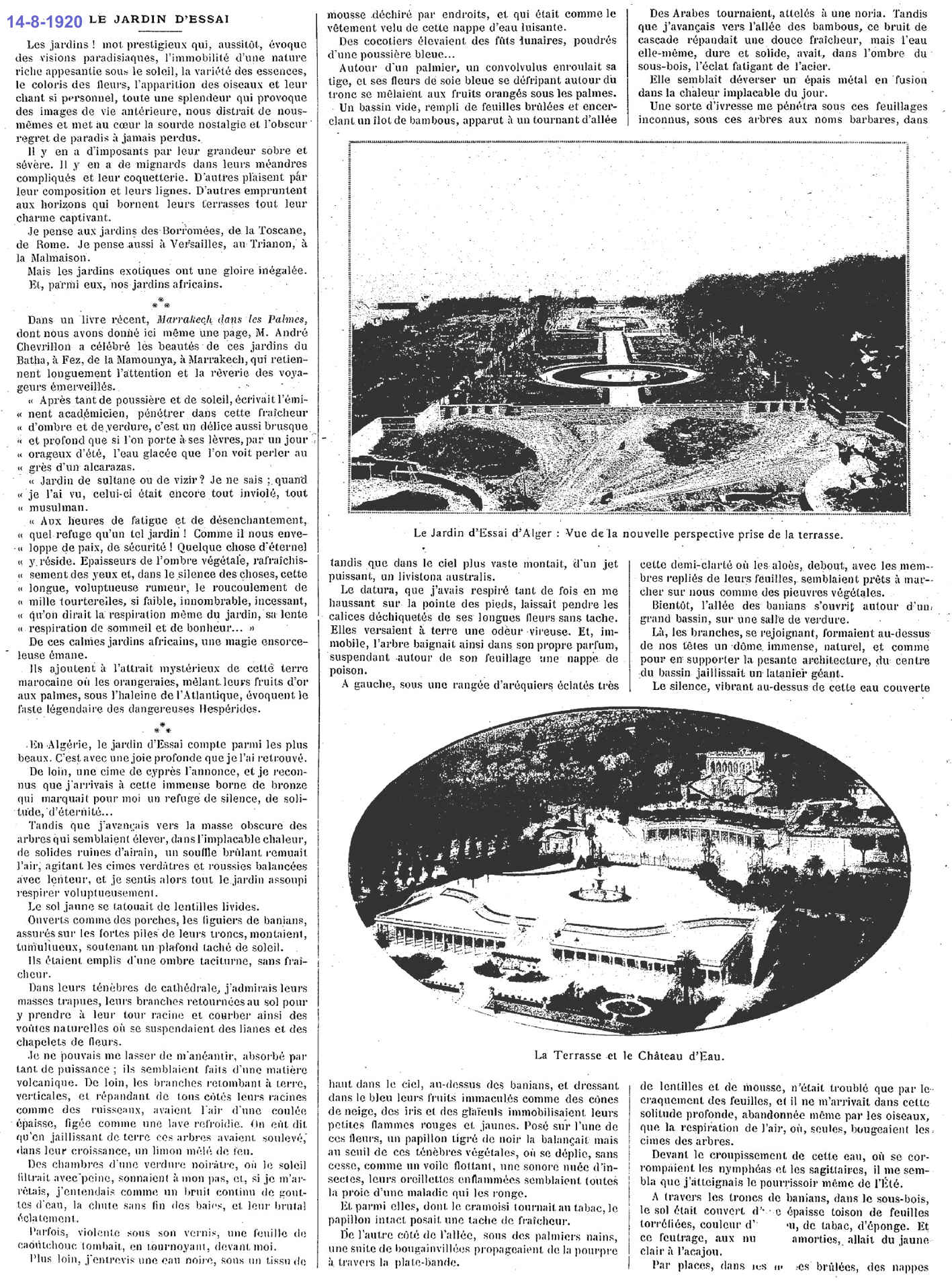 Le jardin d'essai...en 1920