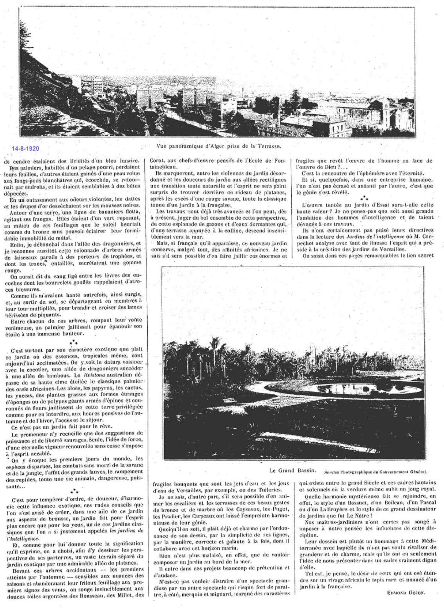 Le jardin d'essai...en 1920