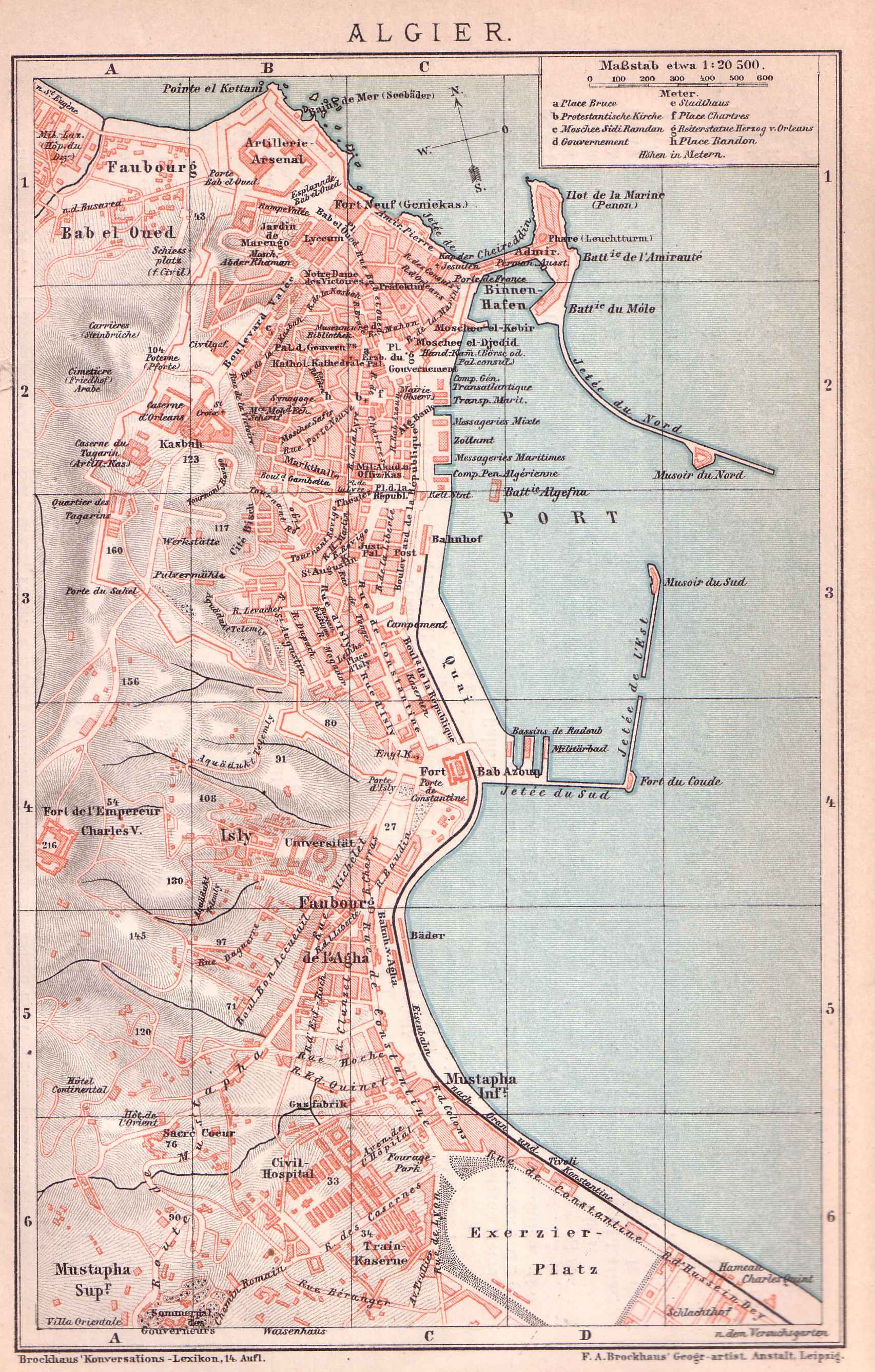 plan d'Alger,guide en allemand,1904;