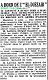 M. LAFFONT A REMIS HER A MARSEILLE AUX REPRFSENTANTS DE LA COMPAGNIE MIXTE, L'ECUSSON EN BRONZE AUX ARMES D'ALGER