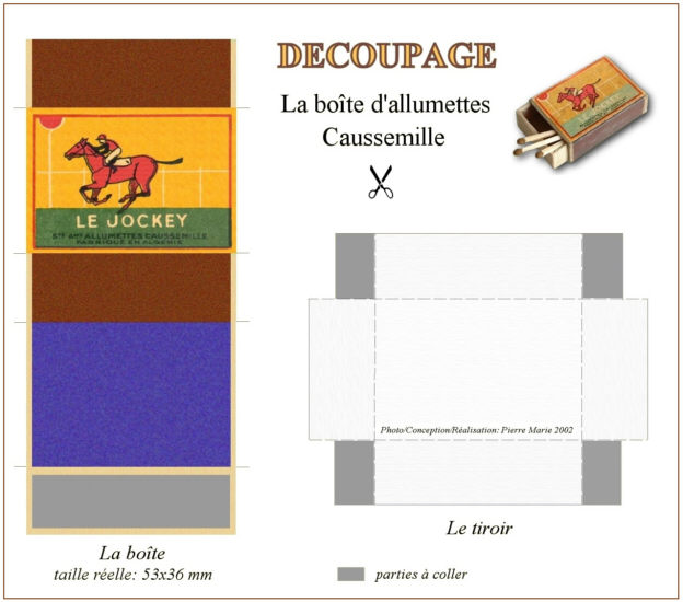 le découpage de la boîte d'allumettes