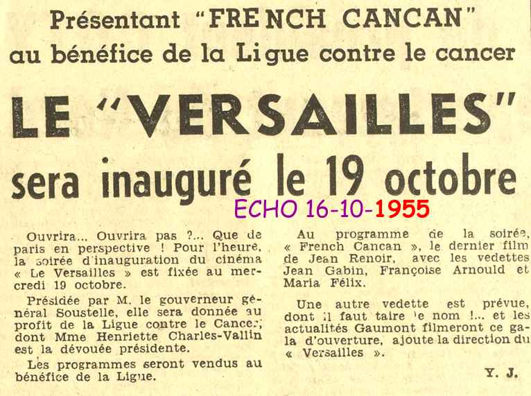 LE "VERSAILLES" sera inaugur&eacute; le 19 octobre 